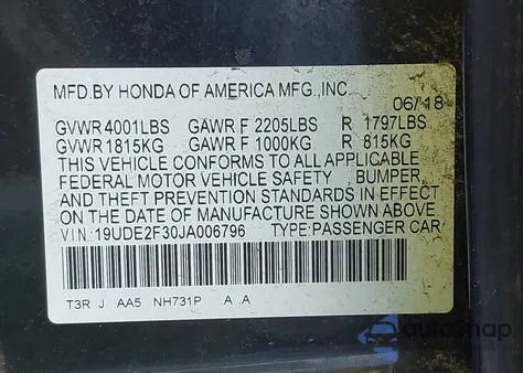 2018 Acura Ilx Base Watch Plus from USA, damaged, VIN 19UDE2F30JA006796